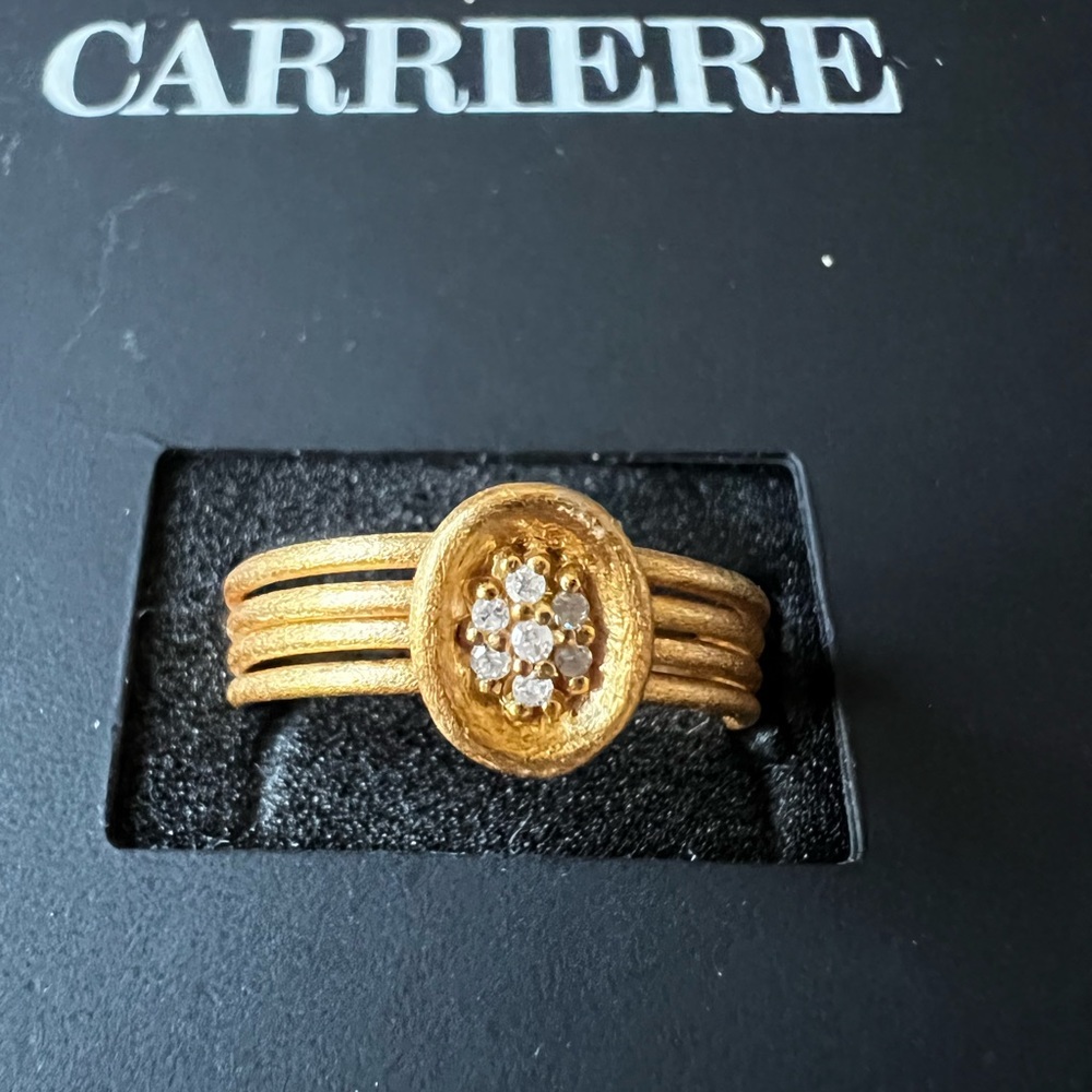 Carriere 0.04CT diamond sterling silver ring size 6